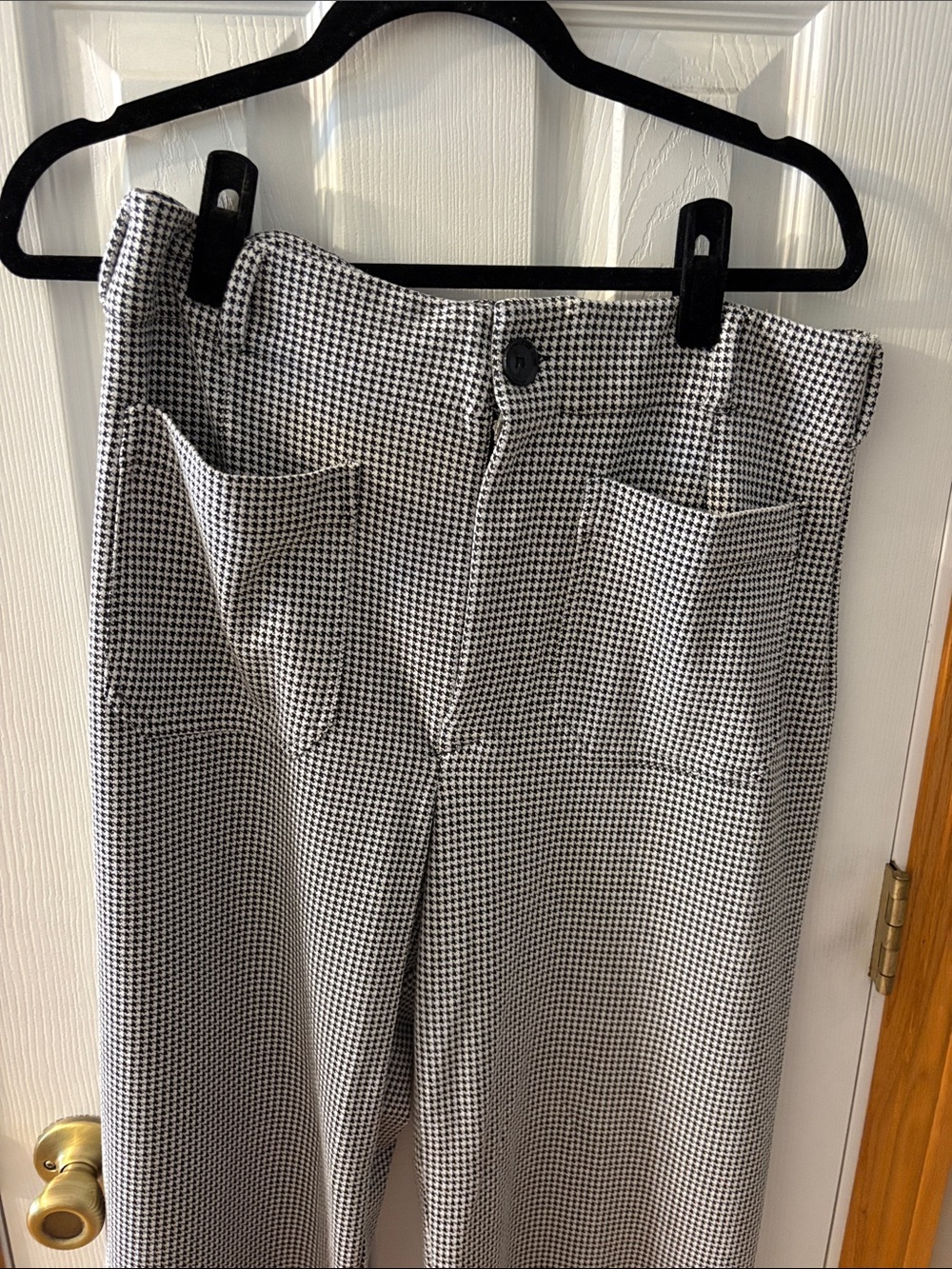 Maeve Black and White Houndstooth Wide-Leg Pants - Picture 2 of 7